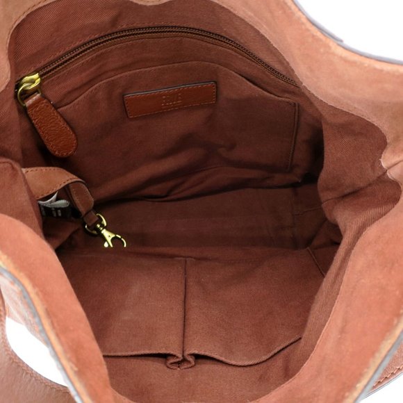 Frye Side Pocket Hobo Bag Shoulder Style DB323 Purse Cognac Brown Leather - Picture 6 of 7